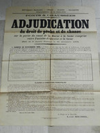 Affiche Côte D'or ADJUDICATION PËCHE CHASSE Fontaine Française 1895 - Manifesti