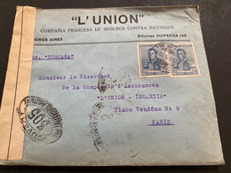 Lettre 1918 De Buenos Aires Pour Paris Par Bateau à Vapeur Le Toscana Censure Militaire Contrôle 305 - Cartas