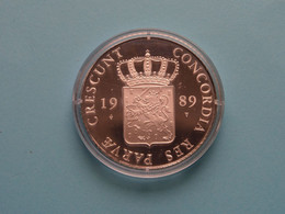 CRESCUNT CONCORDIA RES PARVAE ( 28,3 Gram / 4 Cm. ) >Zilveren Dukaat Utrecht 1989 ( Zie SCANS ) Proof ! - Monete D'Oro E D'Argento