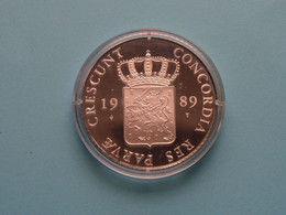 CRESCUNT CONCORDIA RES PARVAE ( 28,3 Gram / 4 Cm. ) >Zilveren Dukaat Utrecht 1989 ( Zie SCANS ) Proof ! - Gold- & Silbermünzen