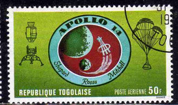 TOGO REPUBLIQUE TOGOLAISE 1971 SPACE ESPACE APOLLO 14 BADGE 50fr OBLITERE' USED USATO - Togo (1960-...)