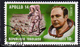 TOGO REPUBLIQUE TOGOLAISE 1971 SPACE ESPACE APOLLO 14 EDGDARD D. MITCHELL ASTRONAUT ON MOON 10fr OBLITERE' USED USATO - Togo (1960-...)
