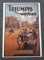 CARTE POSTALE PUBLICITE MOTO ANCIENNE OLD MOTORCYCLE TRIUMPH COVENTRY - Moto
