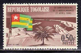 TOGO REPUBLIQUE TOGOLAISE 1963 INDEPENDENCE 3rd ANNIVERSARY TOGOLESE FLAG AND LOME HARBOR 50c 0,50fr OBLITERE USED USATO - Togo (1960-...)