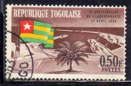 TOGO REPUBLIQUE TOGOLAISE 1963 INDEPENDENCE 3rd ANNIVERSARY TOGOLESE FLAG AND LOME HARBOR 50c 0,50fr OBLITERE USED USATO - Togo (1960-...)
