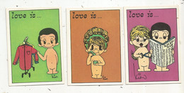Figurine PANINI, Los Angeles Times 1975, LOVE IS....., Illustrateur : Kim , N° 46/54/55 , LOT DE 3 CARTES - Autres & Non Classés