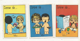Figurine PANINI, Los Angeles Times 1975, LOVE IS....., Illustrateur : Kim , N° 59/61/66 , LOT DE 3 CARTES - Autres & Non Classés