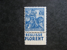 A). N° 257a, Neuf XX. Avec PUB Inférieure " FLORENT ". - Unused Stamps