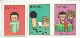 Figurine PANINI, Los Angeles Times 1975, LOVE IS....., Illustrateur : Kim , N° 68/70/71 , LOT DE 3 CARTES - Autres & Non Classés