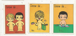 Figurine PANINI, Los Angeles Times 1975, LOVE IS....., Illustrateur : Kim , N° 73/79/84 , LOT DE 3 CARTES - Andere & Zonder Classificatie