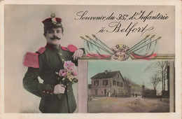 CPA Souvenir Du 35 E D'infanterie à Belfort - Carte Multivues Et Fantaisie - Belfort - Stadt