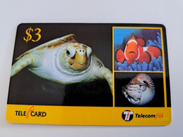 FIDJI  PREPAID $3,-  SEA TURTLE / FISH / FINE USED CARD ** 11243** - Figi