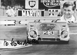 Photo Dédicacée Porsche 917 Le Mans 1970 Hans Herrmann - Autógrafos