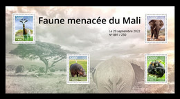 MALI 2022 SHEET BLOC FAUNA FAUNE HIPPOPOTAMUS HIPPOPOTAME APES MONKEYS SINGES CHIMPANZEE CHIMPANZE ELEPHANTS GAZELLE MNH - Mali (1959-...)