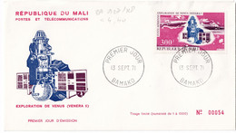 141 - MALI - Enveloppe 1er Jour - 13 Septembre 1971 - Exploration De Vénus - Mali (1959-...)