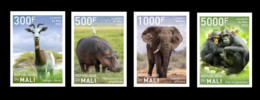 MALI 2022 IMPERF SET FAUNA FAUNE HIPPOPOTAMUS HIPPOPOTAME APES MONKEYS SINGES CHIMPANZEE CHIMPANZE ELEPHANTS GAZELLE MNH - Mali (1959-...)