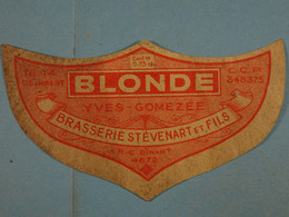 Etiquette Blonde Brasserie Stévenart Et Fils Yves-Gomezée - Bière