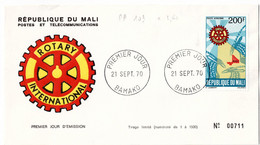 157 - MALI - Enveloppe 1er Jour - 21 Septembre 1970 - Rotary International - Mali (1959-...)