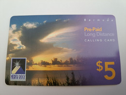 BERMUDA  $5,-,-NORTH ROCK   BERMUDA / SKY SCENE  DIFFERENT BACK/   PREPAID CARD  Fine USED  **11268** - Bermudes