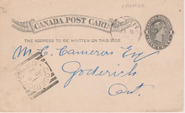 ENTIER POSTAL CANADA DE 1896 - Cartas