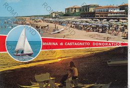 CARTOLINA  MARINA DI CASTAGNETO DONORATICO,LIVORNO,TOSCANA,MARE,ESTATE,VACANZA,SPIAGGIA,LUNGOMARE,VIAGGIATA 198 - Livorno