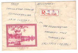 China PRC Lhasa Tibet Registered Cover To Nepal - Lettres & Documents