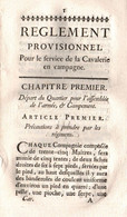 REGLEMENT PROVISIONNEL POUR LE SERVICE DE LA CAVALERIE EN CAMPAGNE 1744  IMPRIMERIE ROYALE - Français