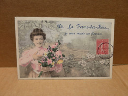 GAMBAIS (78) Carte Fantaisie Souvenir De La Ferme Des Bois Femme - Sonstige & Ohne Zuordnung