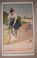 CHROMO CARTE PUB BISCUITS NINOT ET BASTIDE LYON VELO CYCLES 1890-1910 - Autres & Non Classés