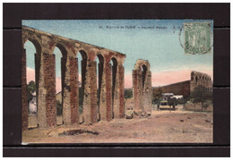 TUNISIE   N° 76  .  10 C   SUR  CP    TUNIS . AQUEDUC  ROMAIN     . SUPERBE  . - Lettres & Documents