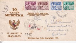 INDONESIA 1955 REGD. FDC COVER - Indonesië