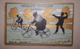 CHROMO CARTE PUB CYCLES VELO CHOCOLAT PAILHASSON 1900 -1910 - Other & Unclassified