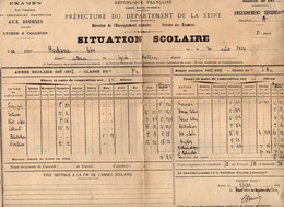 VP20.527 - PARIS 1933 - Situation Scolaire - Elève Léon HODORA Au Lycée Rollin - Diploma & School Reports