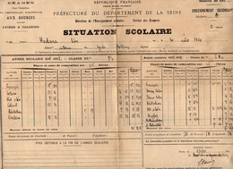 VP20.527 - PARIS 1933 - Situation Scolaire - Elève Léon HODORA Au Lycée Rollin - Diploma's En Schoolrapporten