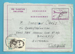 1323 Op AEROGRAMME Stempel LIEGE Naar ISTANBUL / TURQUIE - Aerograms