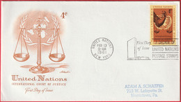 FDC - Enveloppe - Nations Unies - (New-York) (1961) - International Court Of Justice (3) - Briefe U. Dokumente