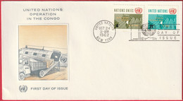 FDC - Enveloppe - Nations Unies - (New-York) (1962) - Operation In The Congo - Brieven En Documenten