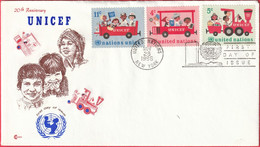 FDC - Enveloppe - Nations Unies - (New-York) (1966) - UNICEF (+ Détail Carte Intérieure) - Storia Postale