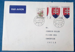 SLOVAKIA - REAL DOUBLE ERROR (SHIFTED AND MISSPERFORATED) STAMP PAIR ON COVER TO CHILE 1993. - Briefe U. Dokumente