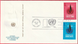 FDC - Enveloppe - Nations Unies - (New-York) (1968) - Année Internationale Des Droits De L'Homme (3) - Brieven En Documenten