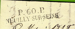 1828 LAC De Sablonville Marque Postale P.60.P  NEUILLY SUR SEINE Pour Paris MM. Fould Fould Oppenheim Banquiers PARIS - 1801-1848: Précurseurs XIX