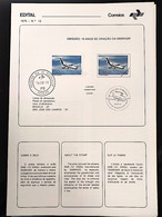 Brochure Brazil Edital 1979 13 Embraer Creation Of Airplane With Stamp CPD PB - Covers & Documents