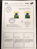 Brochure Brazil Edital 1979 14 BRAZILIAN FLAG PATRIAL WEEK WITH STAMP CPD CBC PB - Covers & Documents