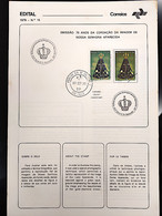 Brochure Brazil Edital 1979 15 Crown Of The Image Of Our Lady Aparecida Religion With Stamp CPD CBC SP - Cartas