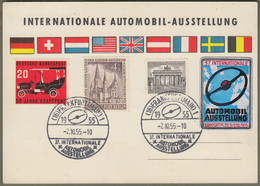 Berlin: Sonderkarte Mi.-Nr. 42, 106 U. Bund 211: " Internationale Automobil-Ausstellung Frankfurt A.M. 1955  "  X - Cartas