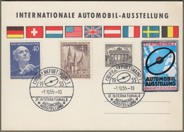 Berlin: Sonderkarte Mi.-Nr. 42, 106 U. 128 SST: " Internationale Automobil-Ausstellung Frankfurt A.M. 1955  "  X - Cartas