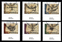 New Zealand 2012 Maori Rock Art  Marginal Set Of 6 Self-adhesives Used/CTO - Oblitérés