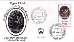 Saint-Pierre & Miquelon - Enveloppe FDC Bicentenaire De La Révolution - Egalité - CAD 3 Mai 1989 - Timbre YT 500 - FDC