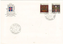 Iceland Island 1980 Norden: Craftsmanship, Cabinet Door - Cushion Plate, Mi 556-557 FDC - Covers & Documents