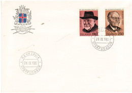 Iceland Island 1980 Europe: Important Personalities, Authors  Jón Sveinsson And Gunnar Gunnarsson MI 552-553 FDC - Briefe U. Dokumente